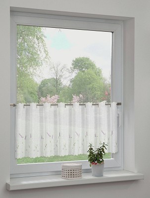 Vitrázs Függöny voile 150x45cm hímzett virágokkal