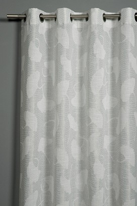 Ringlis Függöny - Kész Függöny Gingko Mintás  140 cm Széles 245cm Magas Szürke
