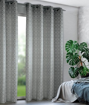 Ringlis Függöny - Kész Függöny Jacquard 135 cm Széles 245cm Magas Szürke